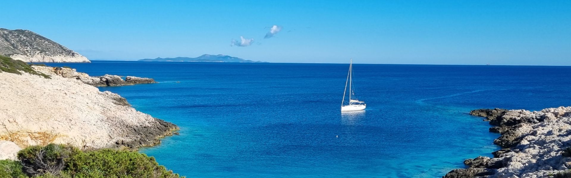 Yacht anchored in a beautiful bay in Croatia